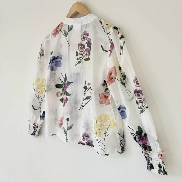 Bailey 44 White Sheer Floral Button-Up Blouse, Size S - Picture 12 of 16